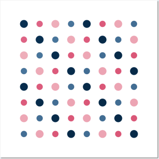 White with pink and blue dots Posters and Art